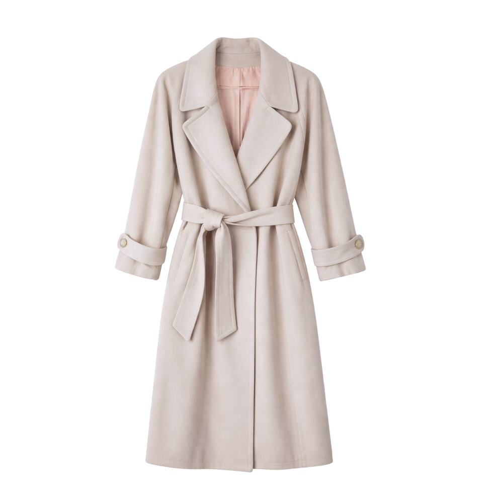 Neiman Marcus Regency 100% Cashmere Wrap Coat Beige